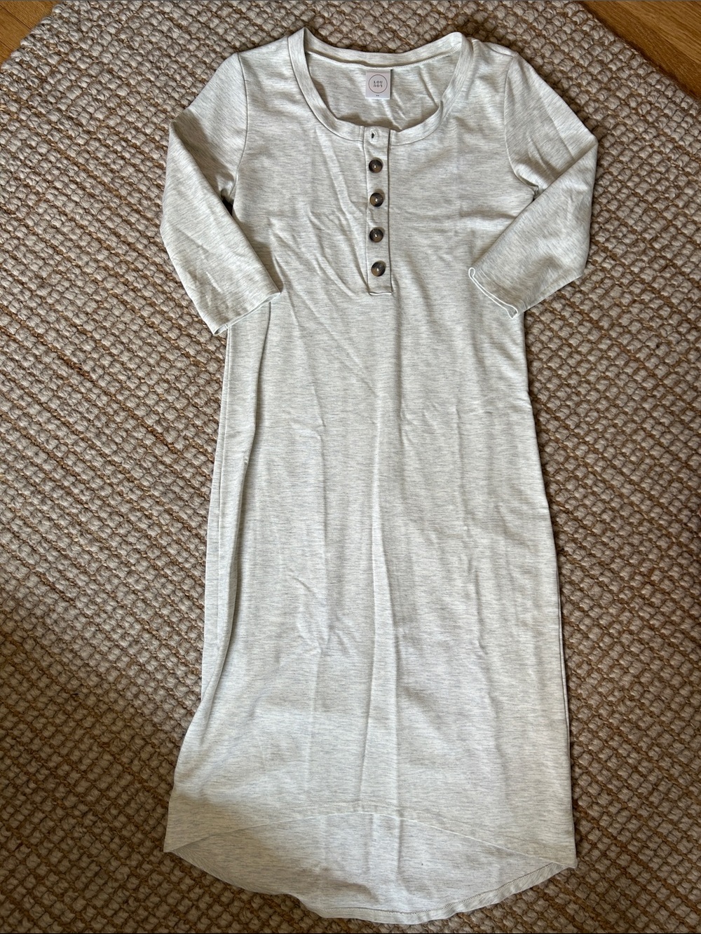 Light Heather Gray Henley Midi Dress